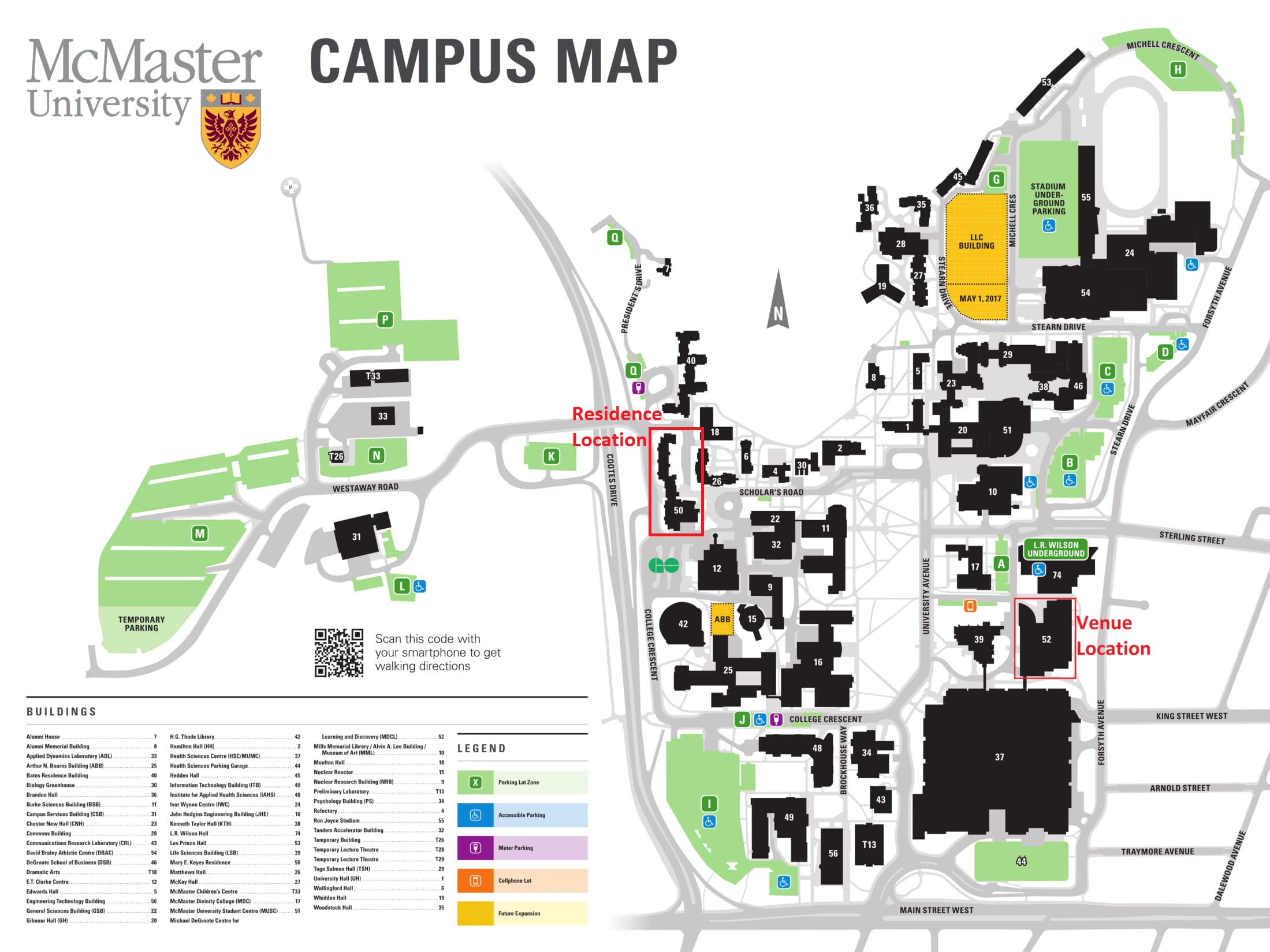 McMaster University's Parking map